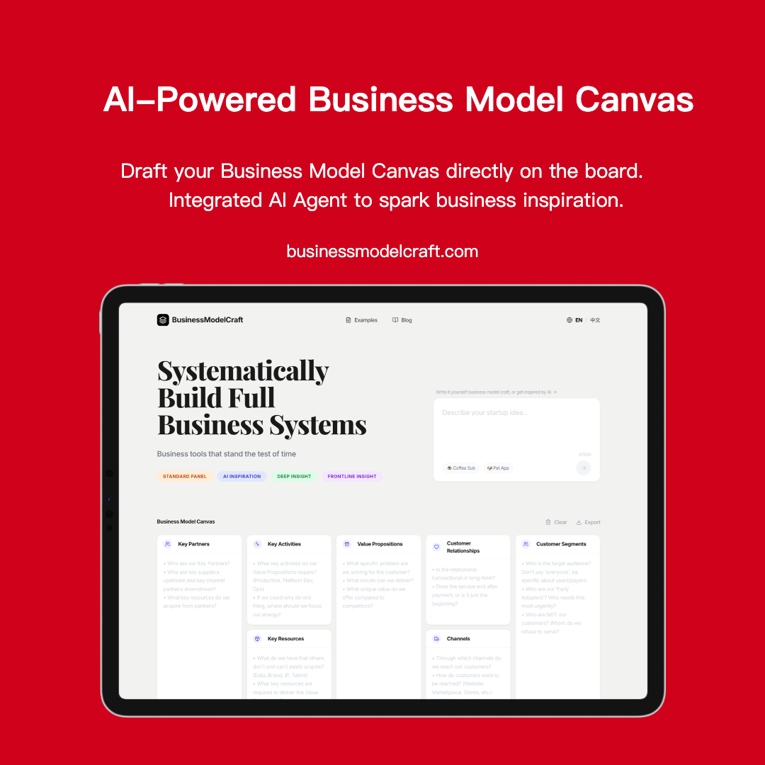 BusinessModelCraft.com Website Interface